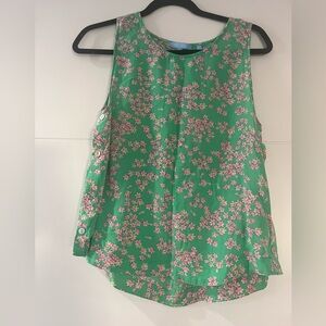 Draper James Green Floral Sleeveless Camisole with Pink Print, Women’s Medium